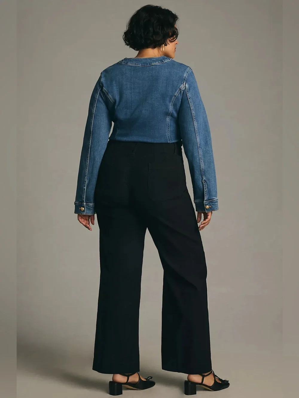Maeve Colette High-Rise Wide-Leg Full-Length Pants Magic Fabric Sz 34 EUC black